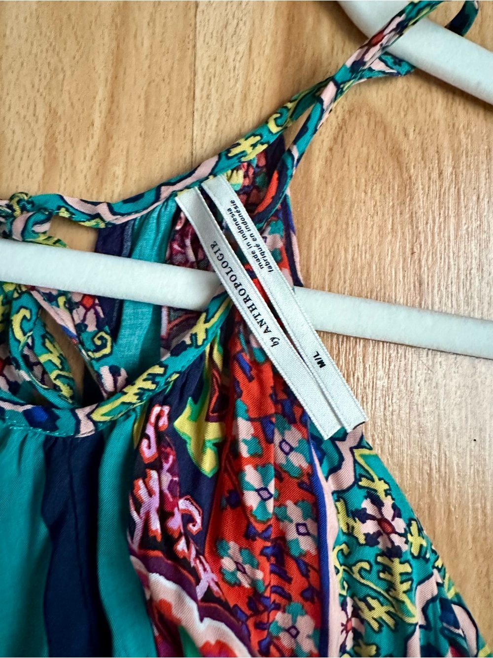 Anthropologie Green Floral Asymmetrical Maxi Dress - Picture 3 of 5